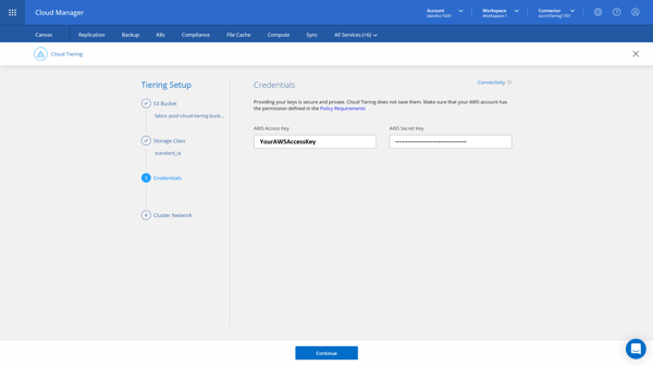 Tiering Setup - S3 bucket Credentials