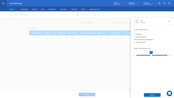 Tier Volumes - Policy selection and cooling days