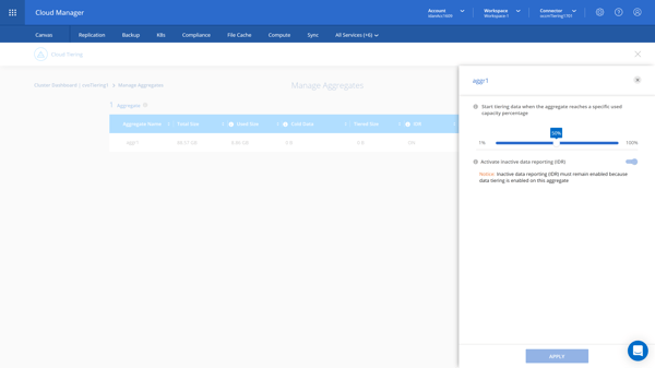 Through Manage Aggregates - Tiering Threshold and IDR