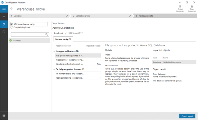 Assess the on-premises database