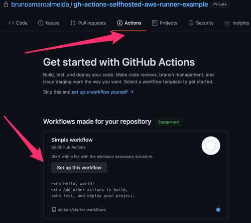Actions Panel in a GitHub Project