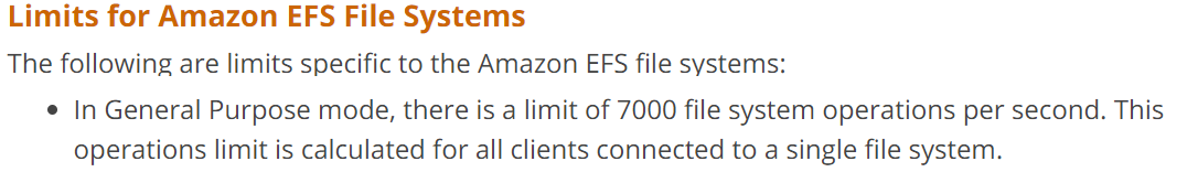 Limits for Amazon EFS