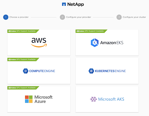 Choose a provider: AWS, ComputeEngine, Microsoft Azure, AmazonEKS, KubernetesEngine, Microsoft AKS