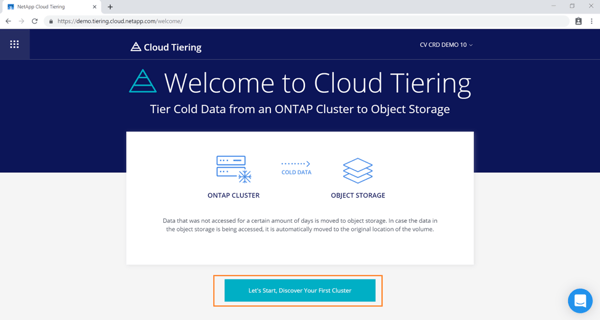 Cloud Tiering configuration page