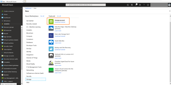 Azure Portal - Storage