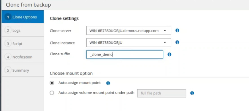 Clone from backup