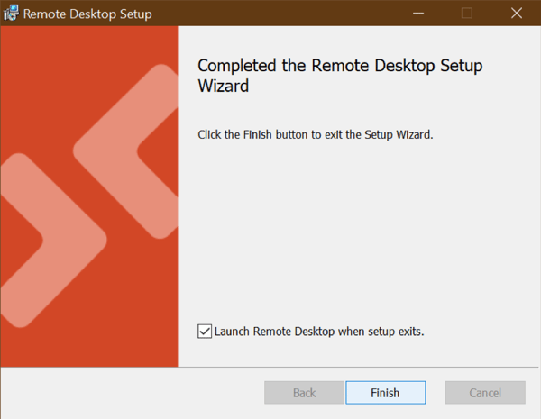 Completed the Remote Desktop Setup Wizard