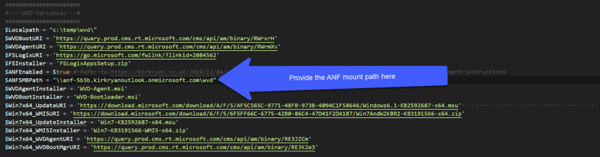 Copy the path shown in the mount instructions of the Azure NetApp Files volume