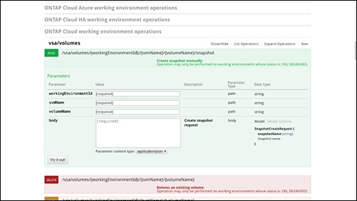 cloud manager vsavolumes