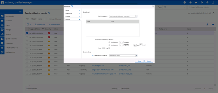 From this tab, administrators can create email alerts based on specific types of events.