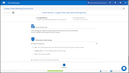 create volume usage profile, disk type_netapp