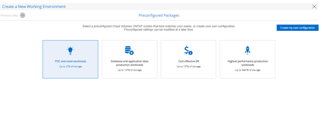 Cloud Volumes ONTAP Preconfigured Package