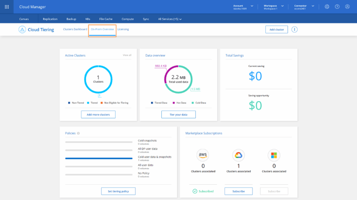 clusters dashboard