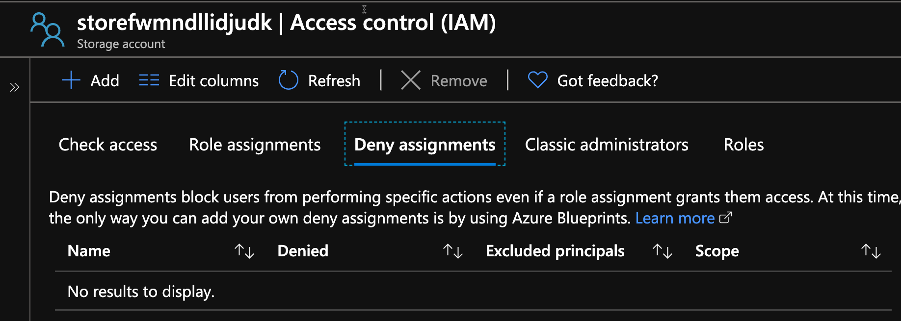 Click on Deny assignments