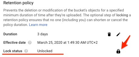 Google Cloud Storage Bucket details