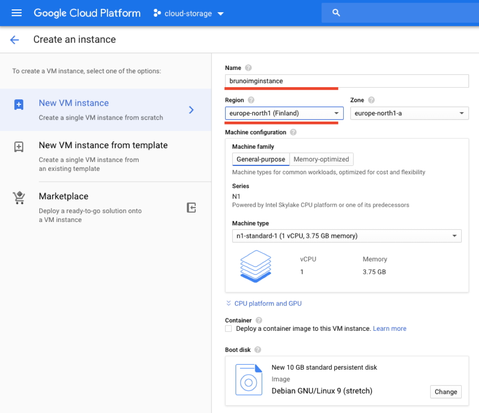 Configure the instance settings