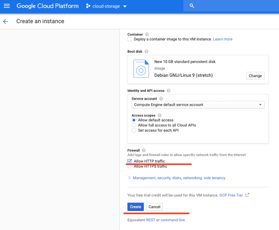 Configure the instance Firewall and other settings