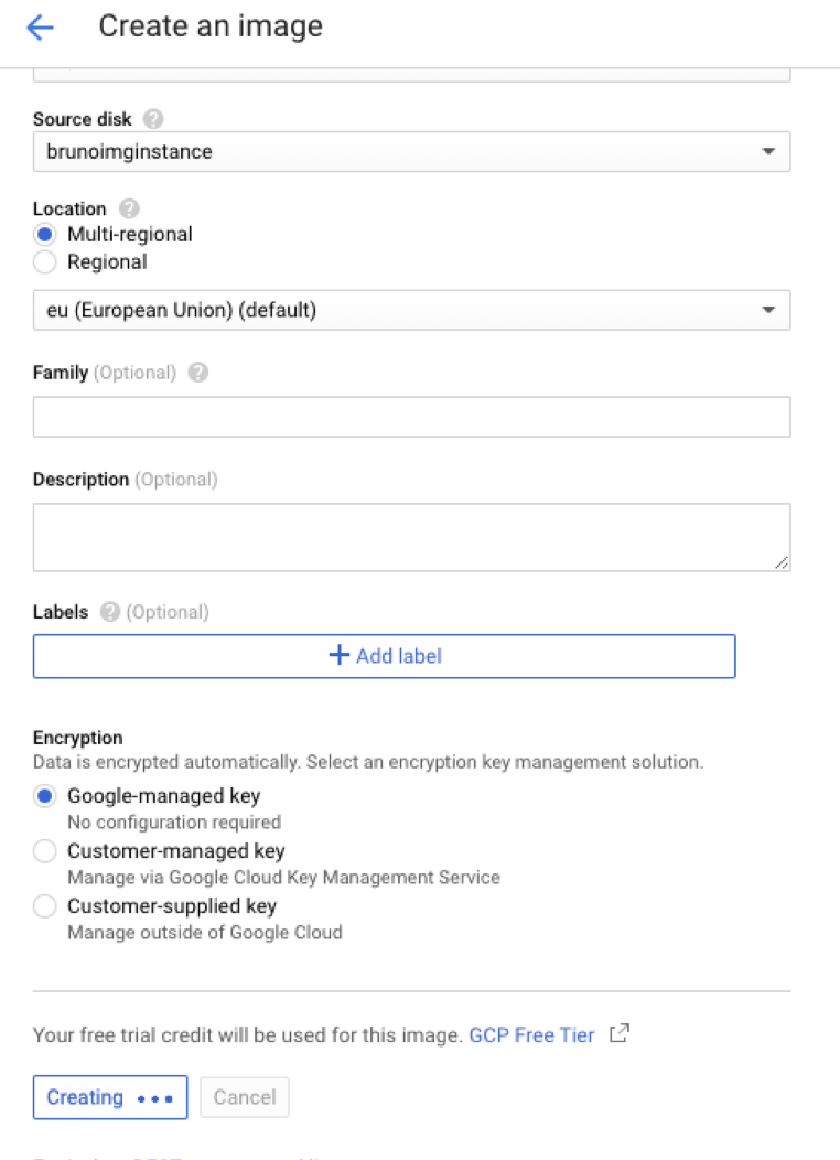 Configure the virtual image settings.