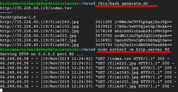 Generate the tsv index file and start a webserver in the current directory.