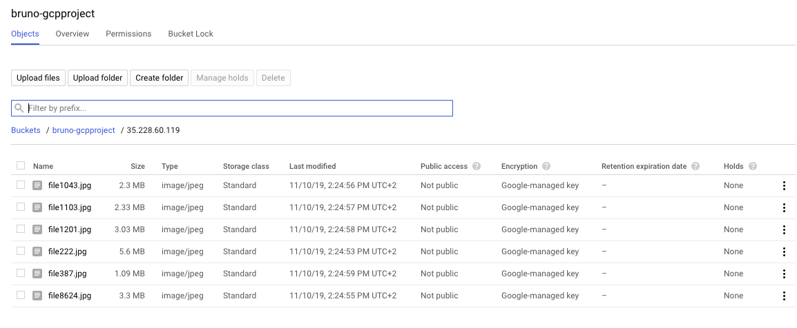 Under the bucket details we can view and verify the transferred files.