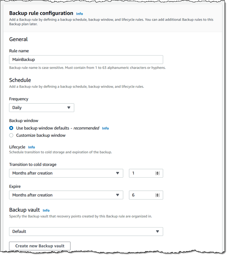 Backup rule configuration