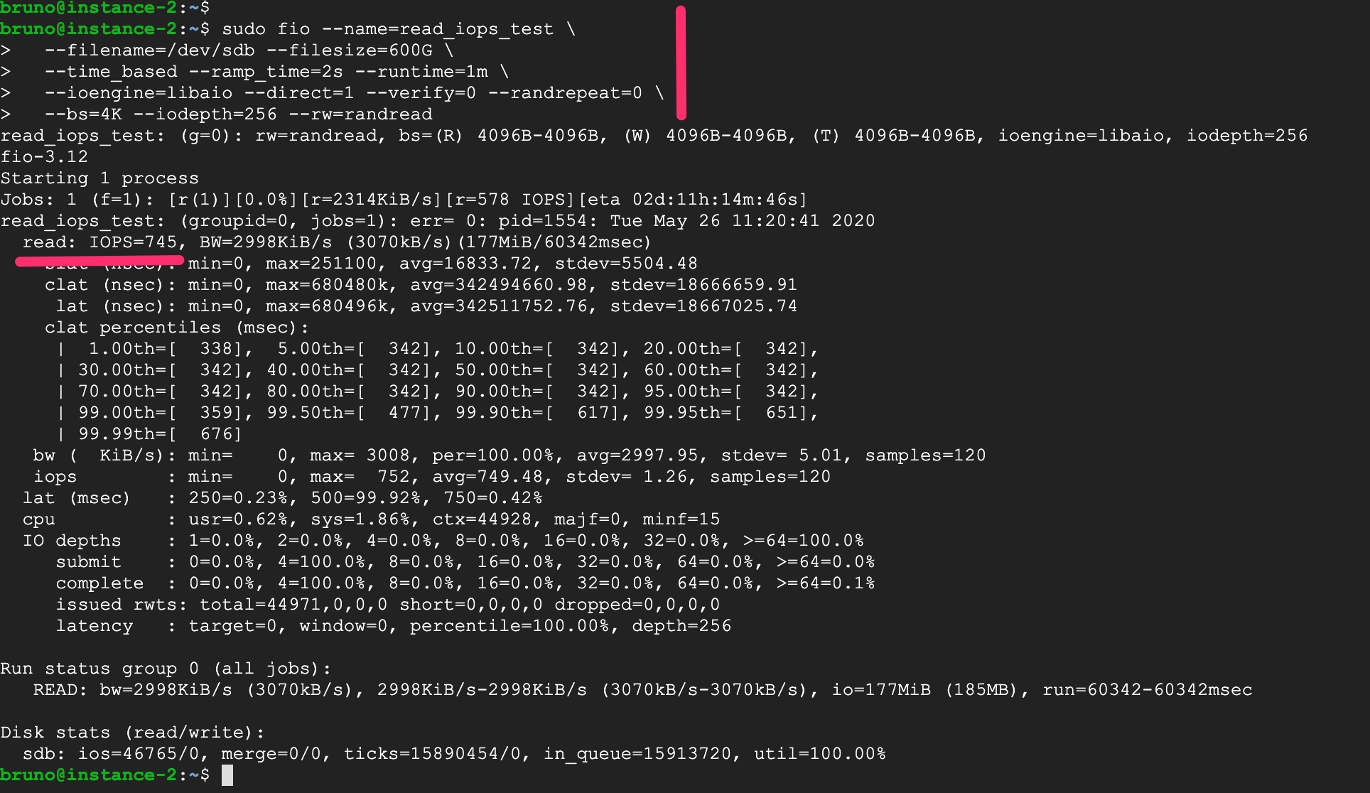 Instance-2 read IOPS testing.