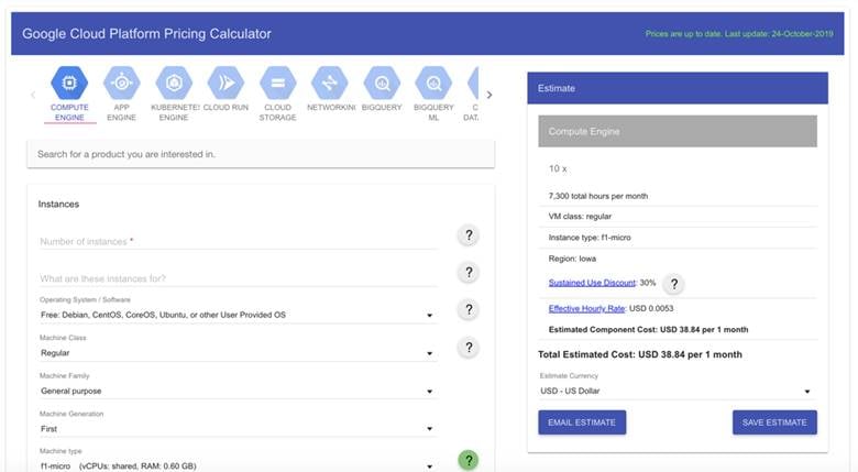 Google Cloud Platform Pricing Calculator