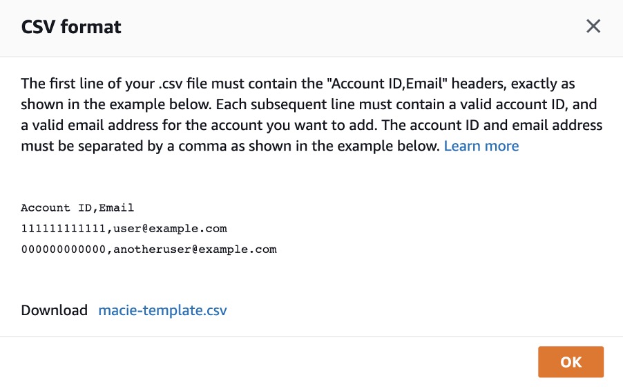 Fig. 8: Format of the CSV file to be uploaded