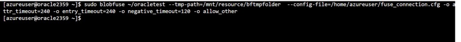 Run the following command to mount the blob container specified in the configuration file to the folder created in the previous step